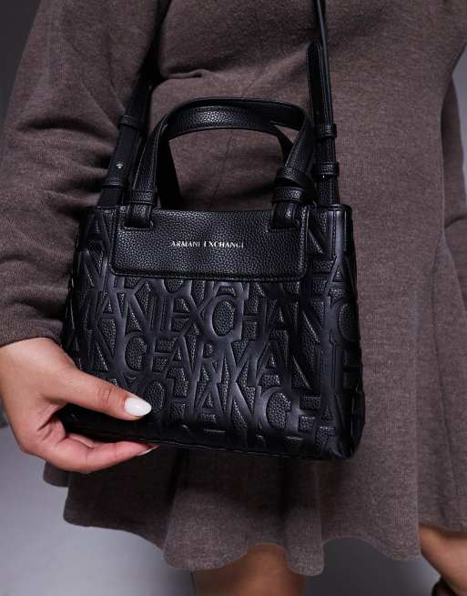 Armani Exchange - Liz - Maxi borsa nera martellata, 3 di 4