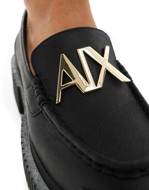 Armani Exchange Men Blk/White Designer Loafers Shoes\