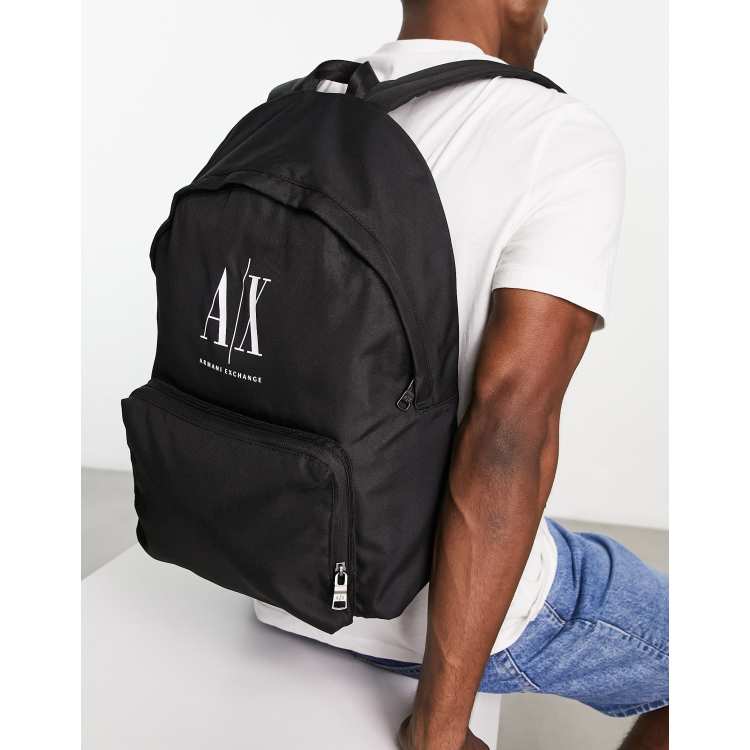 Armani Exchange logo backpack in black | ASOS