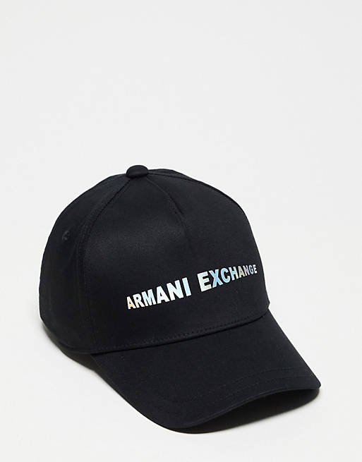 Armani Exchange logo baseball cap in black | ASOS