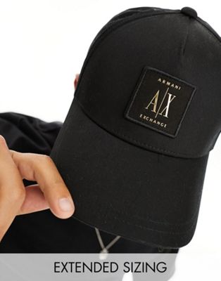 Armani Exchange logo baseball cap in black