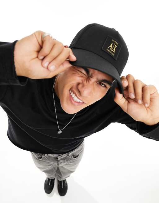 アルマーニエクスチェンジブラック ロゴ入り ベースボールキャップ Armani Exchange logo baseball cap in black | ASOS