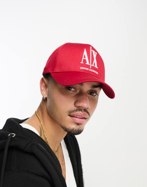 Armani Exchange logo baseball cap in red ASOS