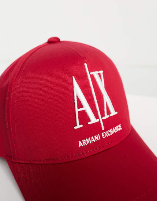 Armani Exchange logo baseball cap in red ASOS