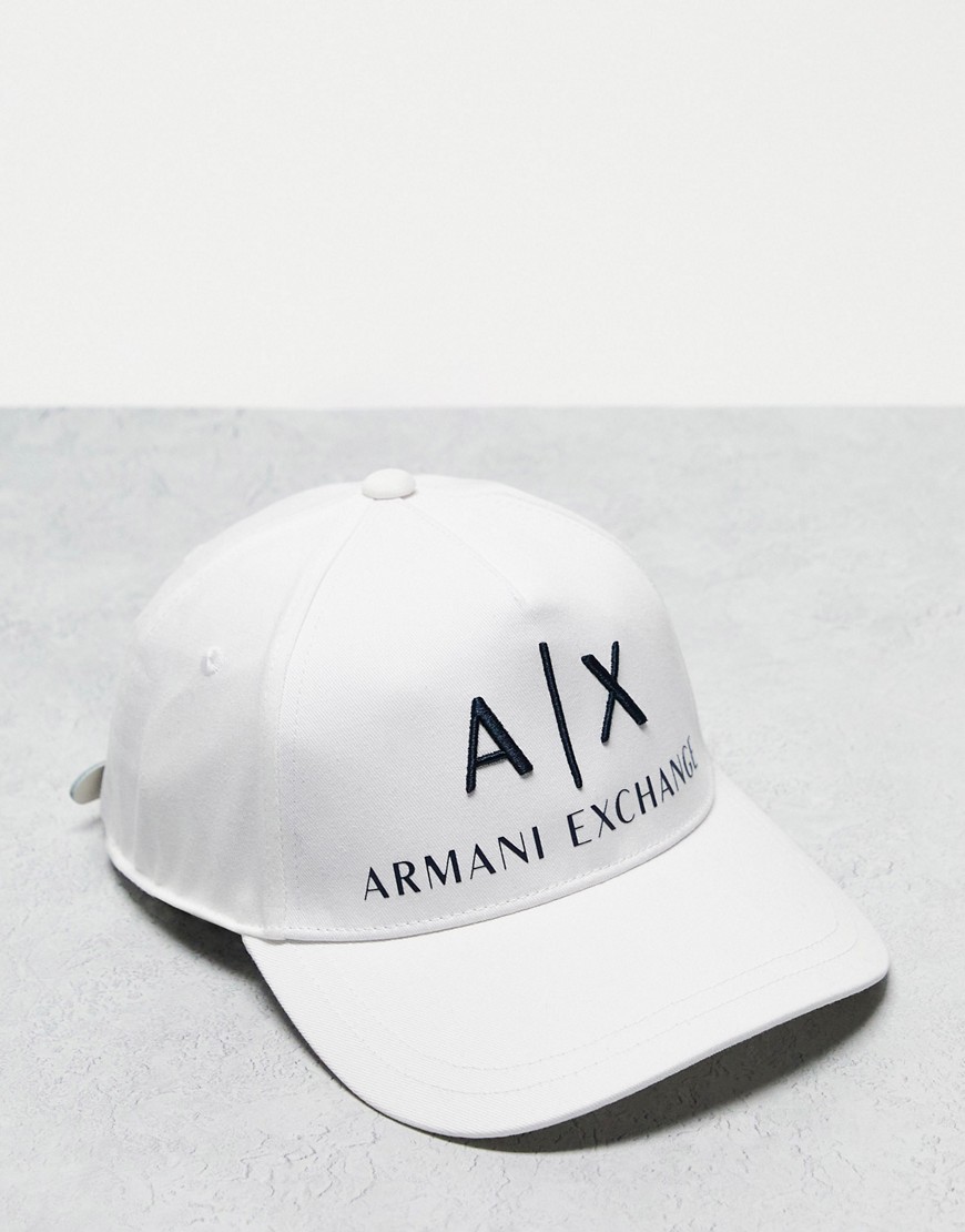 ARMANI EXCHANGE LOGO BASEBALL CAP IN WHITE