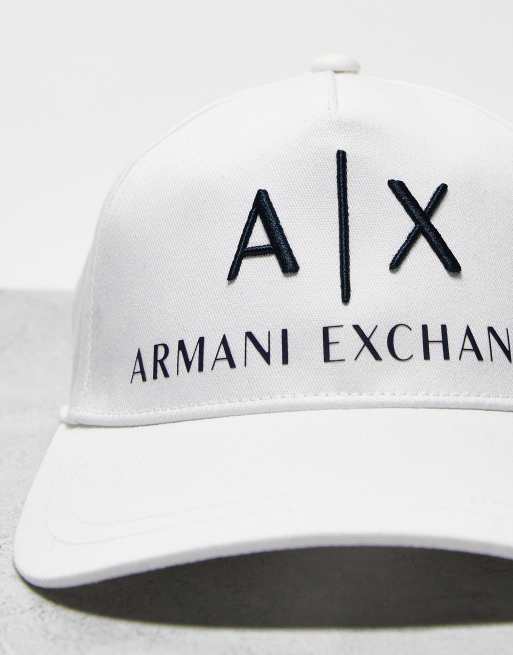 Armani Exchange logo baseball cap in white ASOS