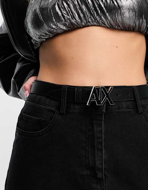 Armani Exchange logo belt in black ASOS