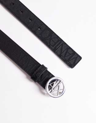 Armani Exchange Logo Buckle Leather Belt