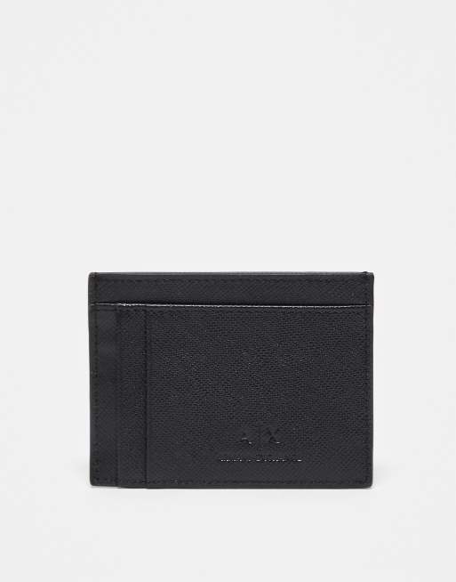 Armani Exchange logo card holder in black, 2 of 3