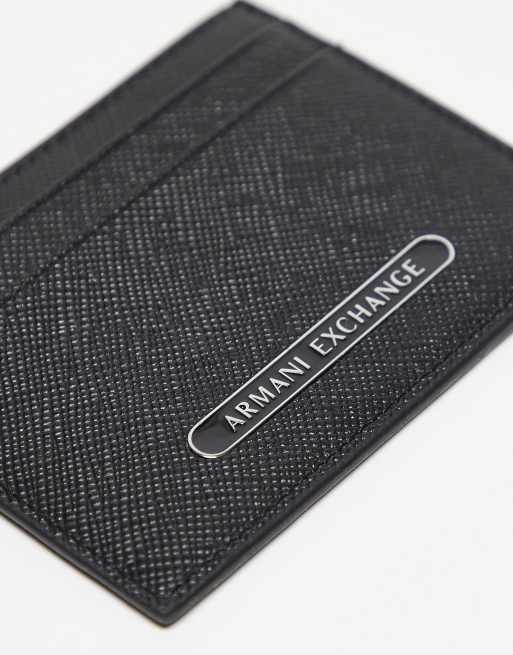 Armani Exchange logo card holder in black, 3 of 3