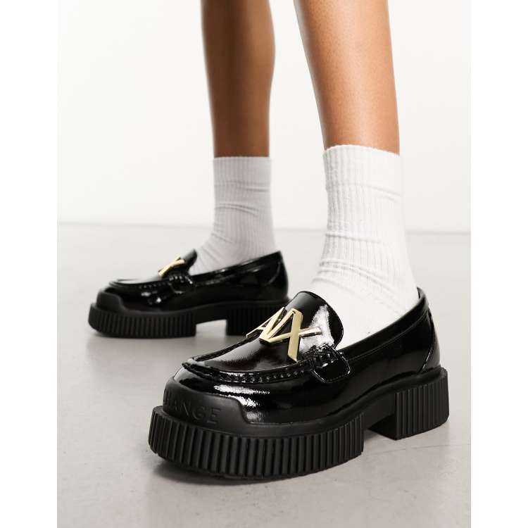 Armani Exchange logo chunky loafers in black ASOS