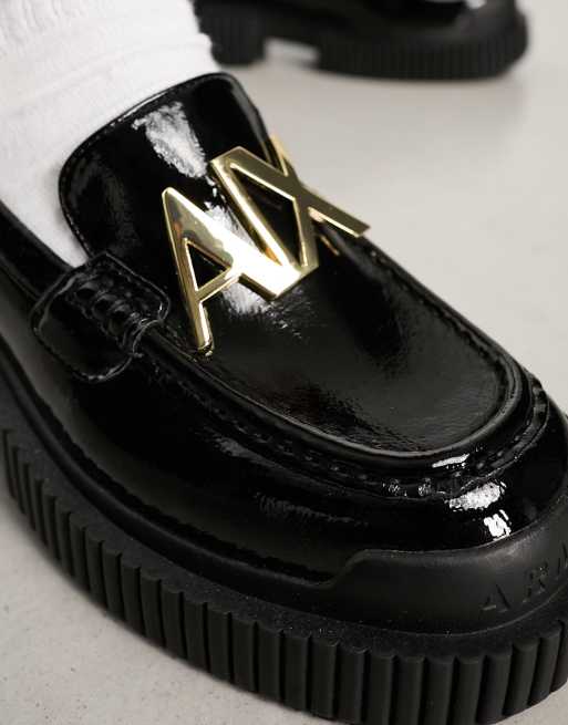 Armani Exchange logo chunky loafers in black