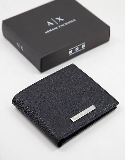 Armani Exchange logo coin wallet in black