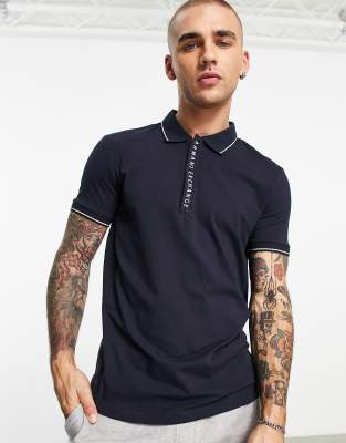 Armani Exchange logo collar polo shirt in navy | ASOS