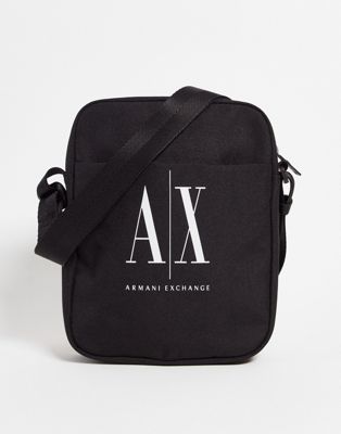 Armani Exchange logo crossbody bag in black
