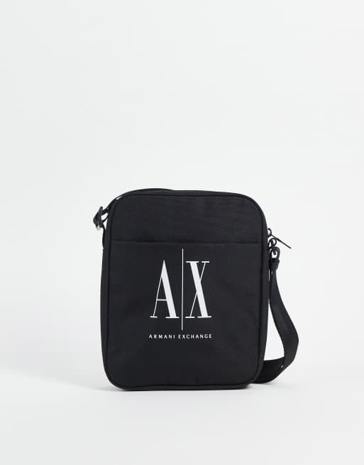 Armani Exchange logo crossbody bag in black