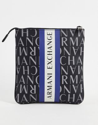 Armani Exchange logo crossbody bag in black
