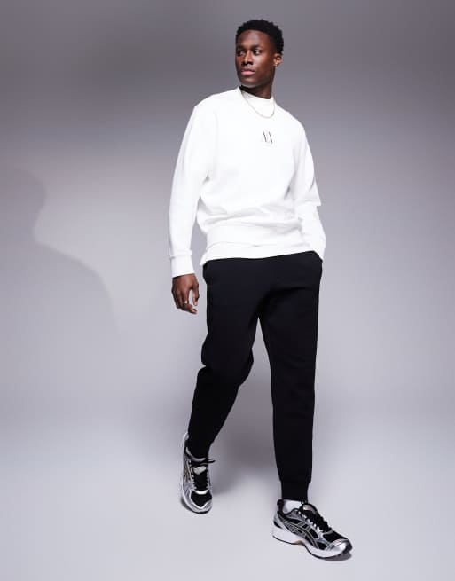 Armani Exchange logo cuffed sweatpants in black