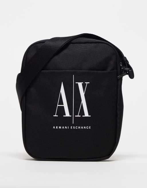 Armani Exchange logo flight bag in black | ASOS