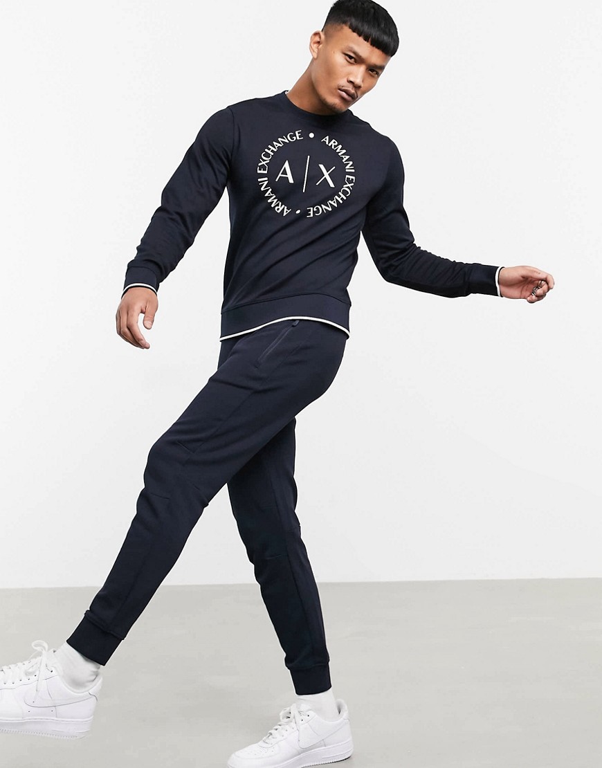 Armani Exchange logo french terry sweat joggers in navy