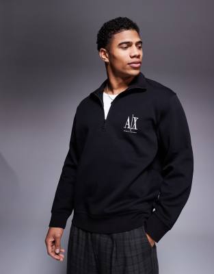 【EMPORIO ARMANI】 M's Floral Logo Quarter-Zip Sweatshirt ★ 18981639_41362266_600.jpg