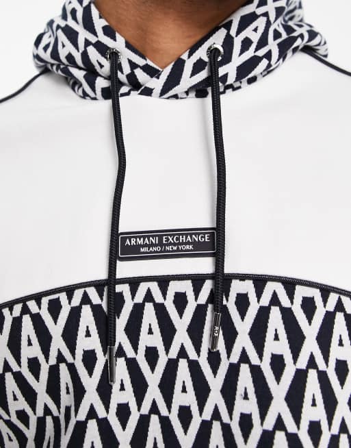 Armani exchange logo placket deals zip up hoodie