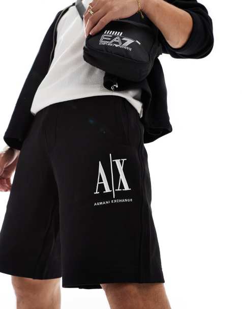 Armani Exchange logo jersey shorts in black - view 1