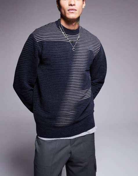 Armani Exchange logo jumper in navy - view 1