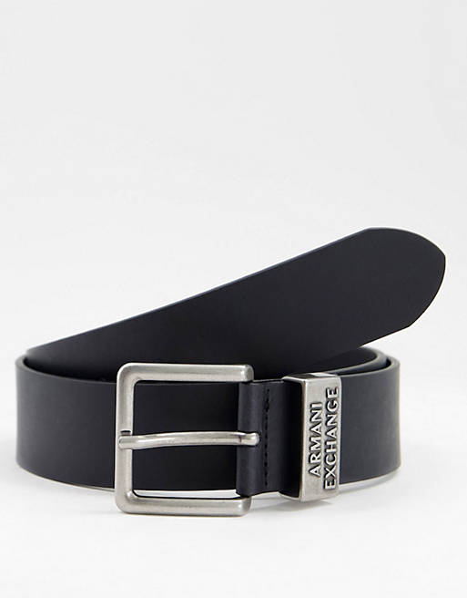 Belts/Armani Exchange logo keeper belt in black 