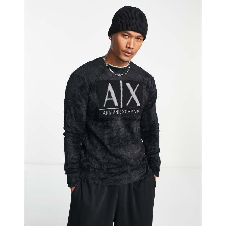 Armani Exchange logo knit jumper in black | ASOS