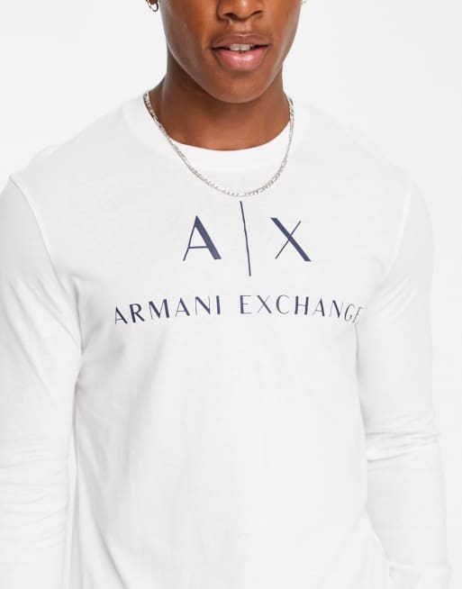 Armani white long outlet sleeve t shirt