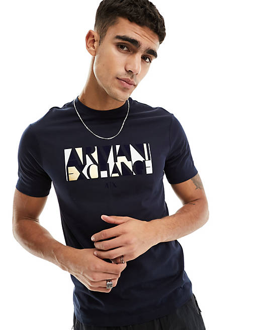 Armani Exchange logo play t-shirt in navy | ASOS