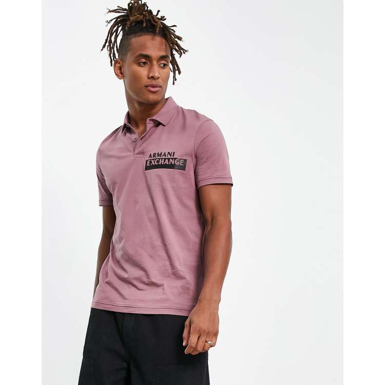 Armani Exchange logo polo shirt in pink ASOS