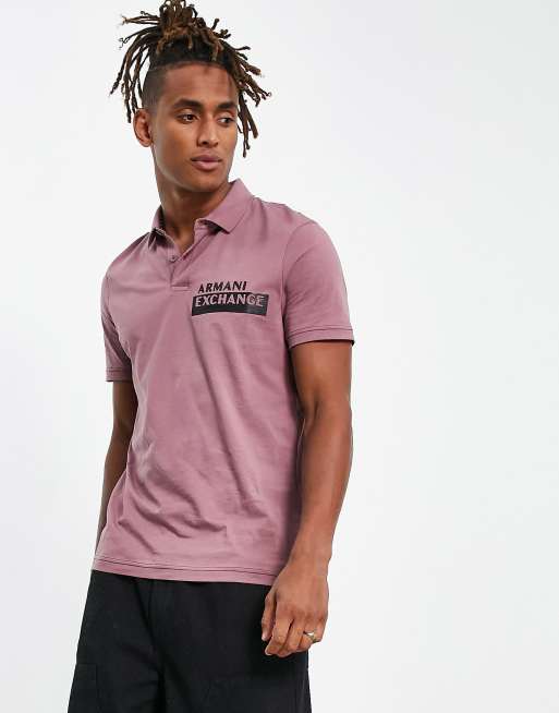 Armani Exchange logo polo shirt in pink | ASOS