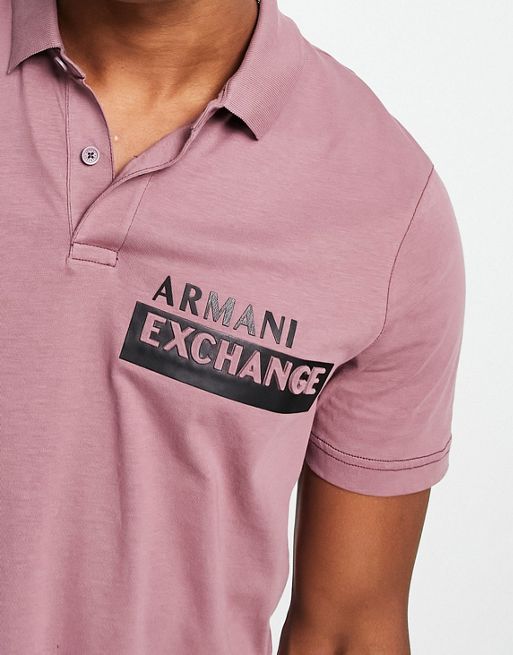 Armani Exchange logo polo shirt in pink | ASOS