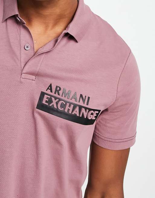 Armani Exchange logo polo shirt in pink ASOS