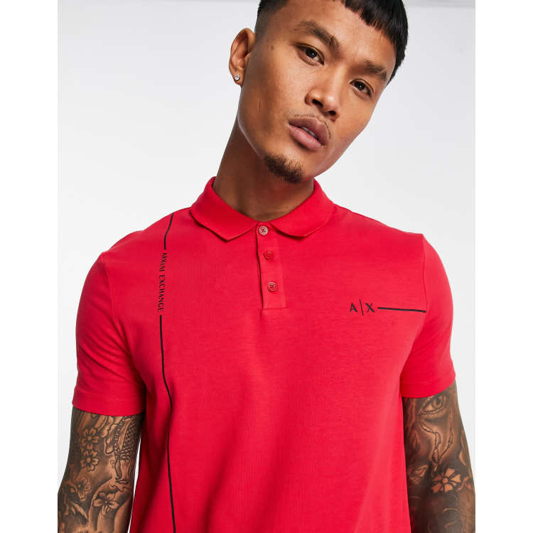 Armani Exchange logo polo shirt in red | ASOS