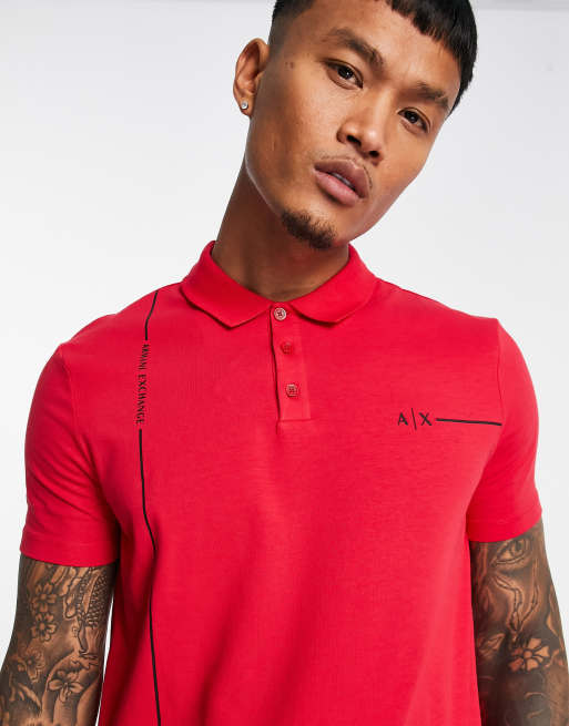 Armani Exchange logo polo shirt in red ASOS