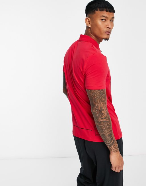 Armani Exchange logo polo shirt in red | ASOS