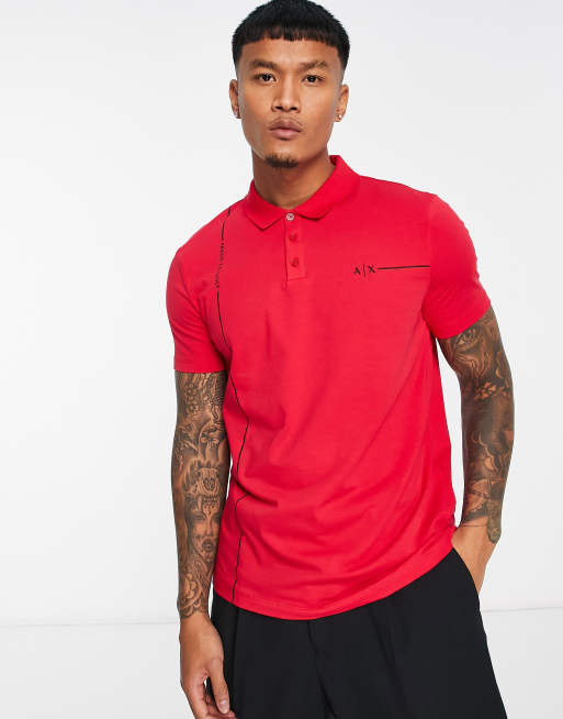 Armani Exchange logo polo shirt in red | ASOS