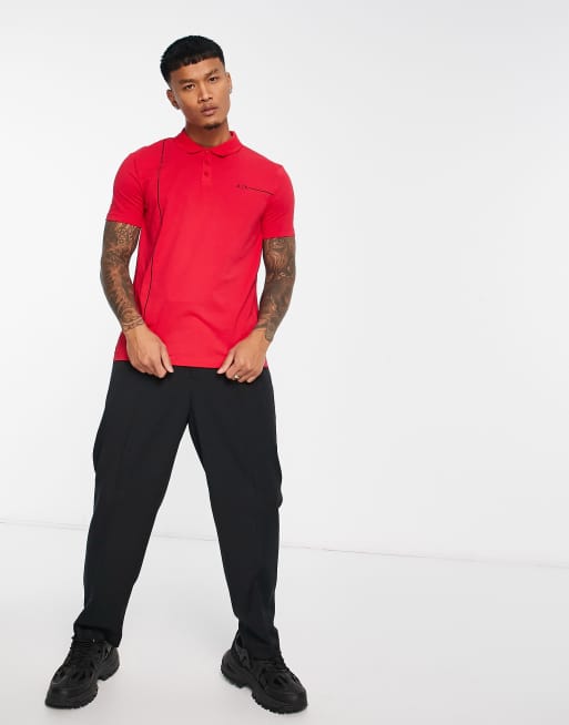 Armani Exchange logo polo shirt in red | ASOS