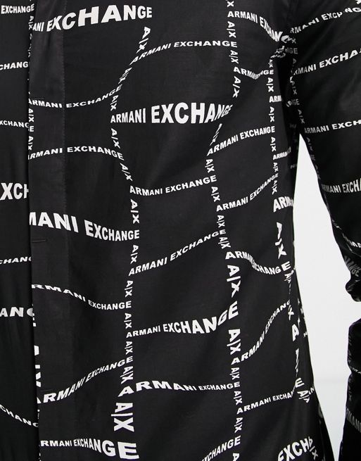 Armani Exchange logo print shirt in black | ASOS