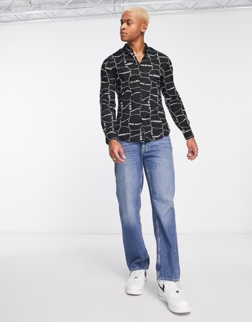 armani exchange printed shirt