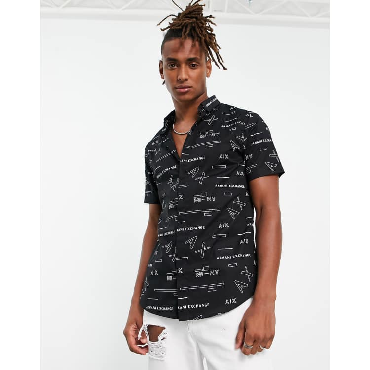 Armani black short sleeve shirt sale