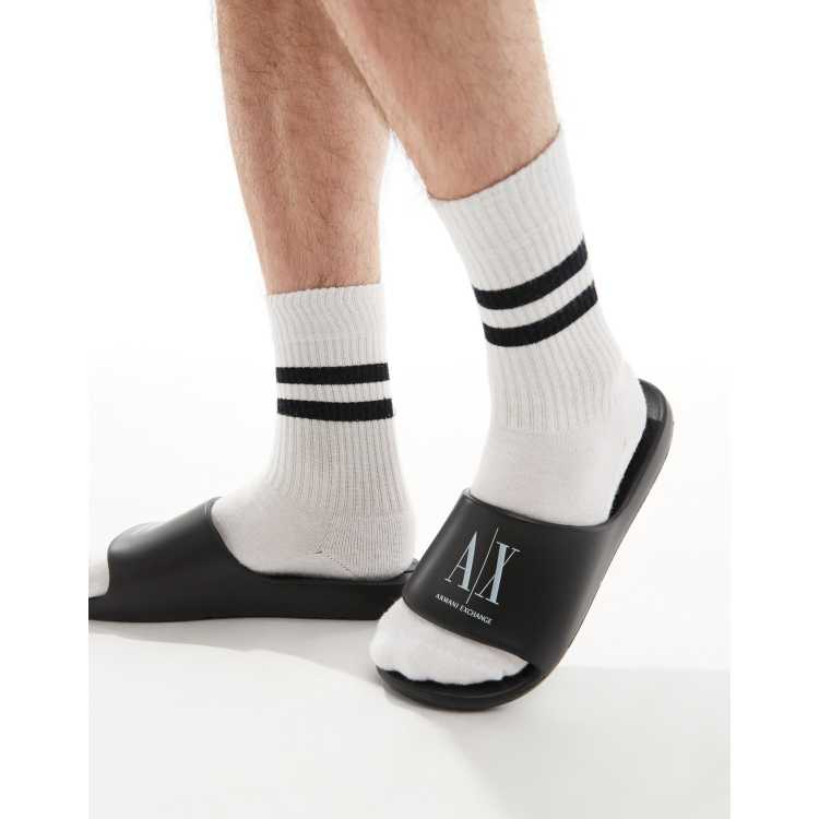 Armani Exchange logo slides in black/white | ASOS