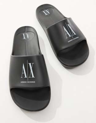 人気海外ブランドアイテム｜ファッション通販 logo Exchange Armani slides ASOS | black/white in 靴