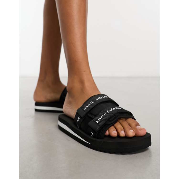 Armani Exchange logo slides in black ASOS