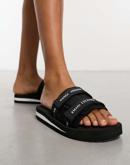 Armani Exchange logo slides in black ASOS