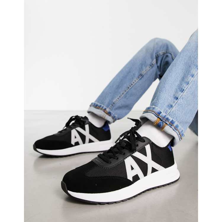 Armani Exchange logo sneakers in black