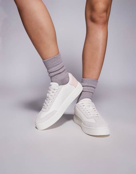 Armani Exchange logo sneakers in off white and pink - view 1